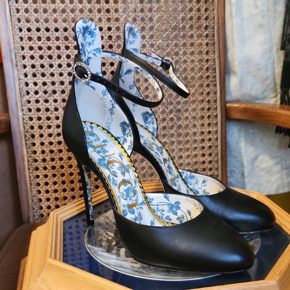 Floral Gucci D'orsay Pumps 105mm Black
